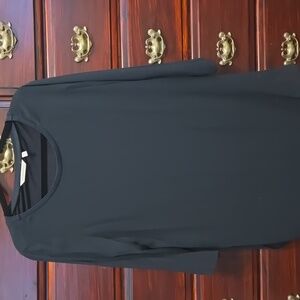 Soft Surroundings 3/4 Sleeve Sheer Black Top With Attached Tank